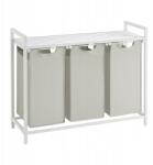 Vasagle Fehér-szürke szennyestartó kosár 3 rekesz x 38L polccal (BLH301W01)