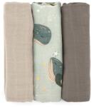 Petite&Mars Bambusz muszlin 3 db-os pelenka szett 68 x 68 cm - Moussy Whale bálna