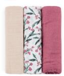 Petite&Mars Bambusz muszlin 3 db-os pelenka szett 68 x 68 cm - Moussy Pink Meadow