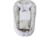  3 részes kétoldalas pamut/minky babafészek kókuszbetéttel - Mogyoró bézs zsiráf