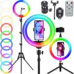 Lewer Rgb Led körlámpa, állvánnyal, szelfikhez, 210cm (MJ26)