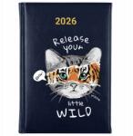 FunnyCase Könyvnaptár 2026 Little Wild sötétkék határidőnapló tervező ajándék Wz (Kalendarz Granatowy LITTLE WILD)