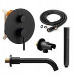 Sannit Fekete falsík alatti kádszett kifolyócsővel, falsík alatti kádcsaptelep (ZP214011)