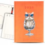 FunnyCase Könyvnaptár A5 2025 Narancssárga Cat In Glass Határidőnapló Napló Wz (Kalendarz Brzoskwiniowy)