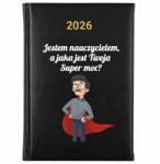 FunnyCase Könyvnaptár 2026 Milyen Szuper Erőd Van? Fekete Ajándék Tervező (Kalendarz Czarny JESTEM NAUCZYCIELEM, A TY?)