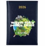FunnyCase Könyvnaptár 2026 Meghódítom A Földet *név* Sötétkék Tervező Ajándék Wz (Kalendarz Granatowy PODBIJĘ ZIEMIĘ *IMIĘ*)