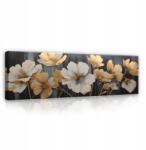 Wallarena Kép Virágok Absztrakció Arany Hálószobába Nappaliba Vászon Falra 145x45 (Obraz Kwiaty Nowoczesny PP15262O3)