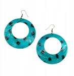  Kék gyöngyházfényű lógós fülbevaló (0615-642 SAM2)