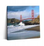 Wallfluent Fotó-Vászonkép Művészet Tengeri Hullámok Tengerpart és Vörös híd 60x60 cm (010030010270000276818)