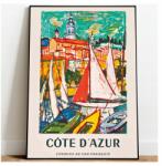  Francia Riviéra poszter Utazás Hajók A3 (Plakat Podróżniczy Podróże Vintage)