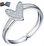 Mennica Świdnicka Gyönyörű Ezüst 925 Állítható Gyűrű Szív motívummal, cirkóniákkal