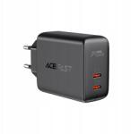 ACEFAST hálózati töltő, 2x Usb Type-C, 40W, Pps, Pd, Qc 3.0, Afc, Fcp, fekete (A9) (A9)