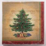 Yala Design Karácsonyfás zenei szalvéta piros széllel (Q343157)