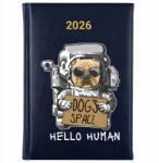 FunnyCase Könyvnaptár 2026 Hello Human sötétkék tervező határidőnapló ajándék Wz (Kalendarz Granatowy HELLO HUMAN)