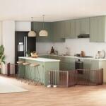 vidaXL Összecsukható kutyakapu, ajtóval, 10 panellel, barna, 800 cm (3155579)