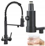  Konyhai csaptelep Háromutas Fekete Mosogató Vízszűrő Rugalmas (Laura)