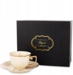 Domdekoracji Porcelán csésze 220 ml csészealj bézs arany ekrü (176551)