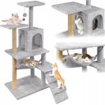 Mersjo Macska kaparófa 6 szintes magas házikó fekhely játékkal Mersjo 125cm (COMFORT-LINE-LIGHT-GRAY)