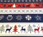  Karácsonyi mintás pamutvászon - 160 cm / piros - kék norvég mintás
