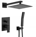 Inea Falsík Alatti Zuhanyszett Fekete Matt Zuhany Nagy Esőztetővel 25CM (ZESTAW PODTYNKOWY PRYSZNICOWY CZARNY MAT)