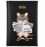 FunnyCase Könyvnaptár 2026 Kitten News Fekete tervező Időponttartó Ajándék Wz (Kalendarz Czarny KITTEN NEWS)