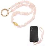  Breloc Telefon Cuart Roz 44 cm - Iubire, Liniste si Protectie Emotionale - cu Agatator Metalic