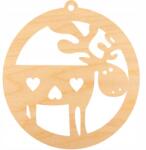 Loveart Rétegelt Lemezből Készült Dekoráció gömb medál 6cm Rénszarvas (1576)