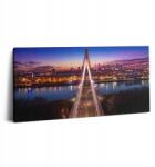 Wallfluent Vászonkép Fa Keret Az Ágy felett Híd és Város Este 100x50 cm (010030010010000009235)