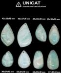 Pandantiv Larimar cu Gaura Picatura - 32-39 x 22-29 x 8-12 mm - 1 Buc