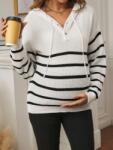 Shein Fehér Csíkos Kapucnis Pulóver (s) (595461)