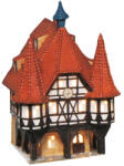  Wurm világító ház, Michelstadt városháza, porcelánból, piros/barna. Méret: 14x13x19cm