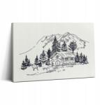 Wallfluent Vászonkép Modern Stílusos Dekoratív Rajz Házikó A Hegyekben (010030010150000076044)