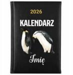 FunnyCase Könyvnaptár 2026 Pingvinek *név* Fekete Határidőnapló Ajándék Minták (Kalendarz Czarny PINGWINY *IMIĘ*)