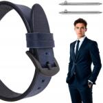 Polax Bőr óraszíj, Size L, 24mm, sötétkék, Crazy Horse bőr, fém csat (CHrArCzB24LBl)