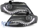 KITT Lightning Első lámpák LED AUDI A4 B8 8K (2008-2011) HELYZETJELZŐ LÁMPÁVAL FEKETE (SWA16DLGXB)