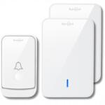 Spreest Akkumulátoros vezeték nélküli kapucsengő, 2 vevőegység, fehér, 300m hatótáv (Dzwonek bezprzewodowy Q489489-WW Biały 1T2R)