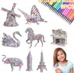  3D puzzle Színes filctollak a csomagban, 4 minta Kreatív játék (3D)