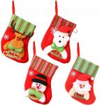  Zokni Ajándék Zokni Kandalló Különböző Minták Mikulás Karácsonyi 4DB (Boże Narodzenie skarpetka list 4szt)