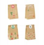 PartyPal Adventi Naptár 24 Db Kraft Tasak Karácsonyi Mintával (6665573505341)