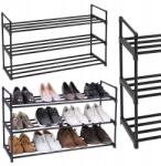 SONGMICS Cipősszekrény Loft Könyvespolc Cipőtartó Állvány Fekete 92 CM 3 Szint Fém (219809)