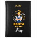FunnyCase Könyvnaptár 2026 Arany Fogantyú *név* Fekete Tervező Ajándék Minták (Kalendarz Czarny ZŁOTA RĄCZKA *IMIĘ*)