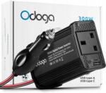  Feszültség Átalakító 300W 12 V-ról 230 V-ra Dupla Usb Usb C 4, 8A (Odoga)