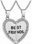 EdiBazzar Ezüst színű női "legjobb barátok" nyaklánc 2 az 1-ben szív (B47)