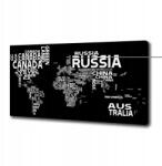 PazzoWalls Vászonkép Világtérkép feliratok 100x50 cm (010030010010000007729)