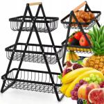 GALAXIA Fém Gyümölcskosár Zöldség Kosár Emeletes Állvány Fekete 3 Szint (patera loft organizer duży trzypoziomowy)