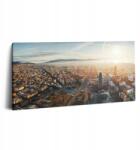 Wallfluent Vászonkép Fa keret az irodába Barcelona Panoráma Város 100x50 (010030010010000075434)