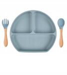 CHI CHI Szilikon tányér tapadókoronggal gyerekeknek evőeszközök kék Chi Chi (THREE 1)