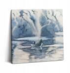 Wallfluent Prémium Vászonkép Dolgozószobába Téli tó és csónak 60x60 cm (010030010270000074567)
