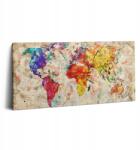 Wallfluent Canvas Fotó Vászon Modern Vendégszoba Színes Világtérkép (010030010010000074977)