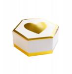 Amscan Papír ajándékdoboz fehér-arany szívvel